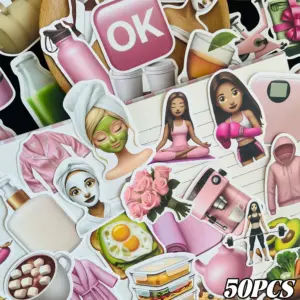 50Pcs GYM girl Stickers Waterproof PVC Gift Cartoon Decoration Scrapbook Laptop Luggage Guitar Water Cup Phone Case DIY Decal